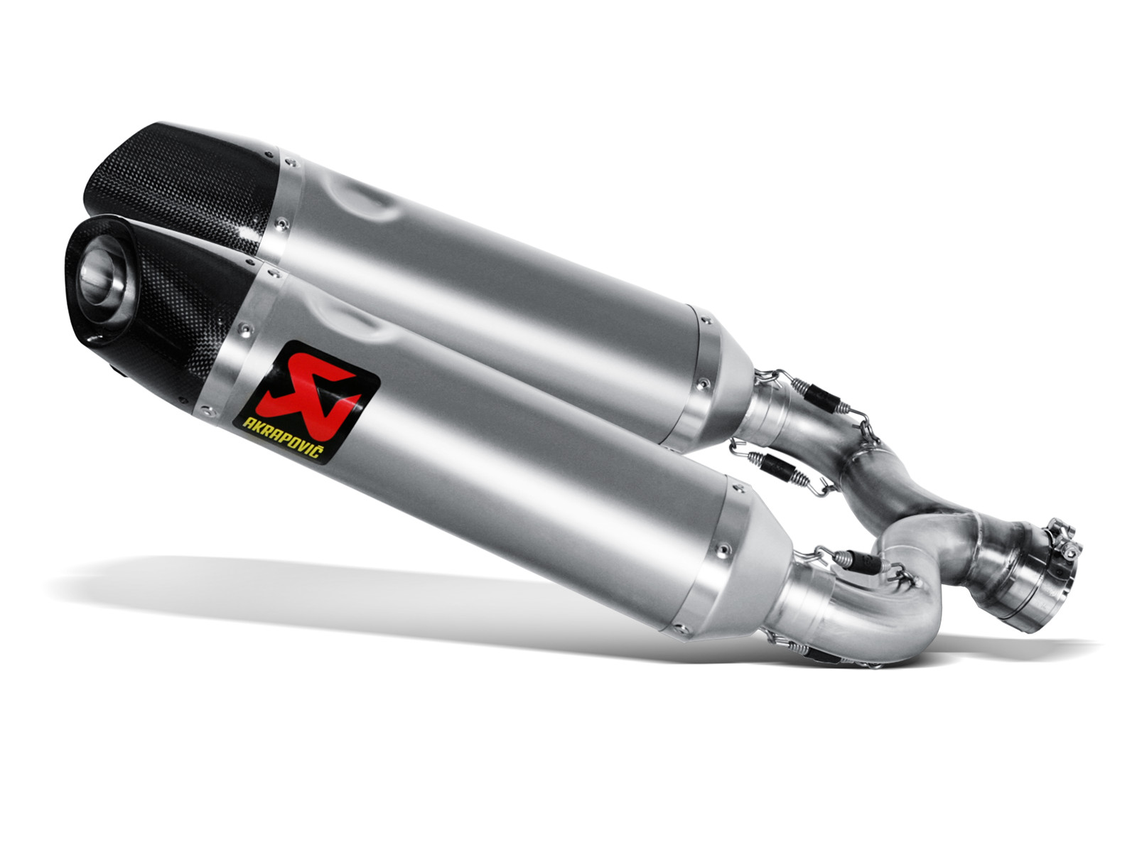 Titanium w/ Carbon Fiber Tip Dual Slip On Exhausts - For 08-09 Aprilia Shiver 750 - Click Image to Close