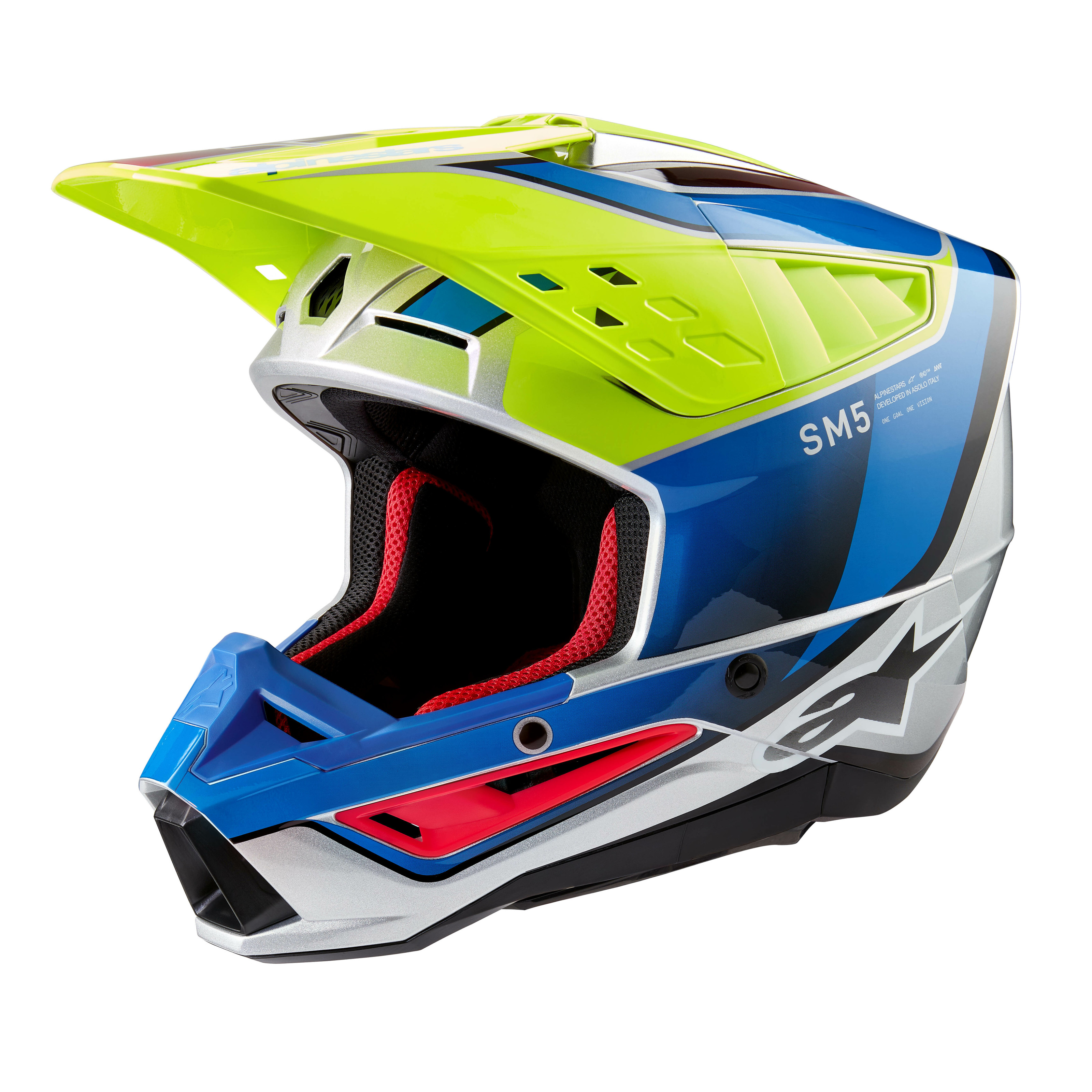 Alpinestars S-M5 Helmet Fluorescent Yellow/Blue For Medium - Medium fitment For Fluorescent Yellow/Blue - Click Image to Close