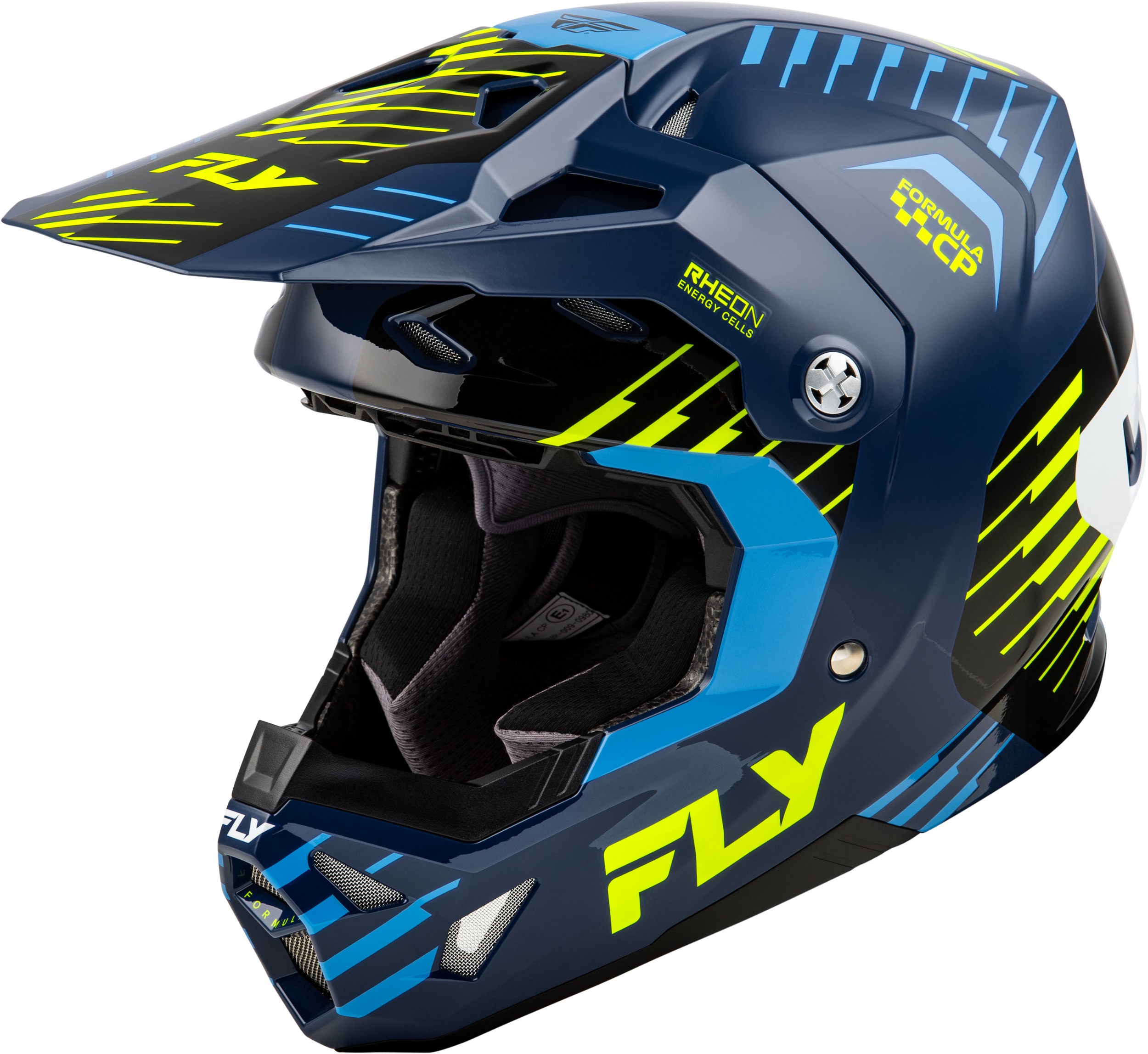 Fly Racing Formula CP Slice Helmet Navy/Hi-Vis/White For LG - Large Navy/Hi-Vis/White For LG - Click Image to Close