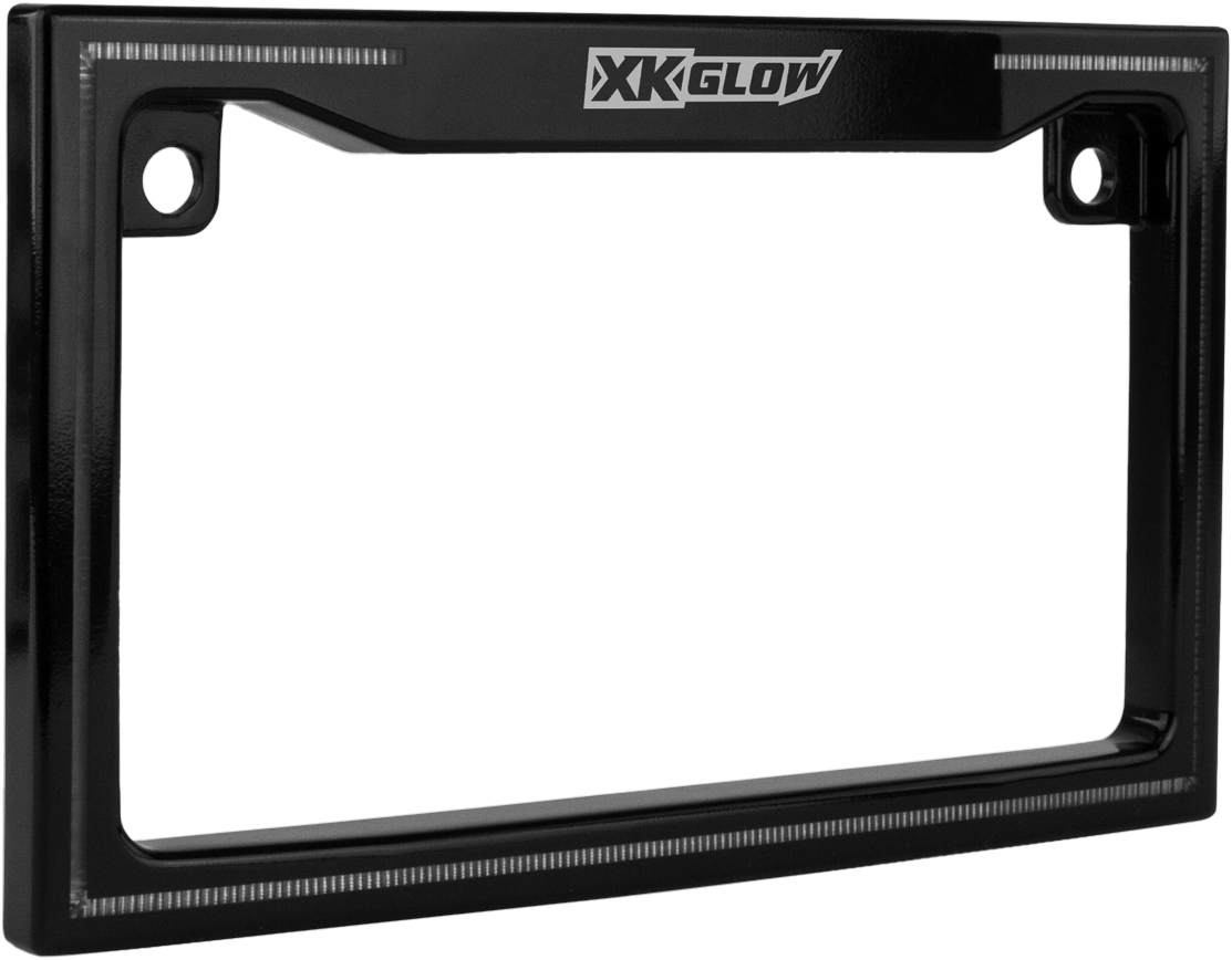 XK Glow Motorcycle License Plate Frame Light w/ Turn Signal - Black - Click Image to Close