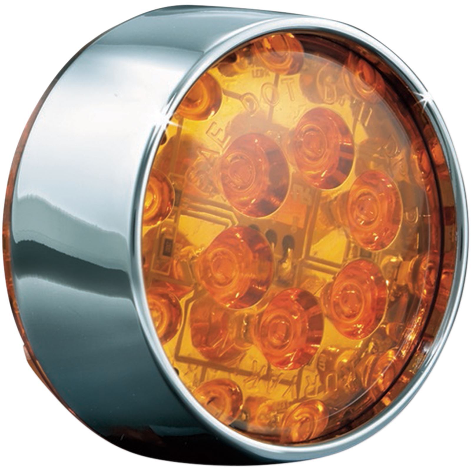 LED Front Turn Signal Conversion Bullet Style Chrome Bezel Amber Lens - Click Image to Close