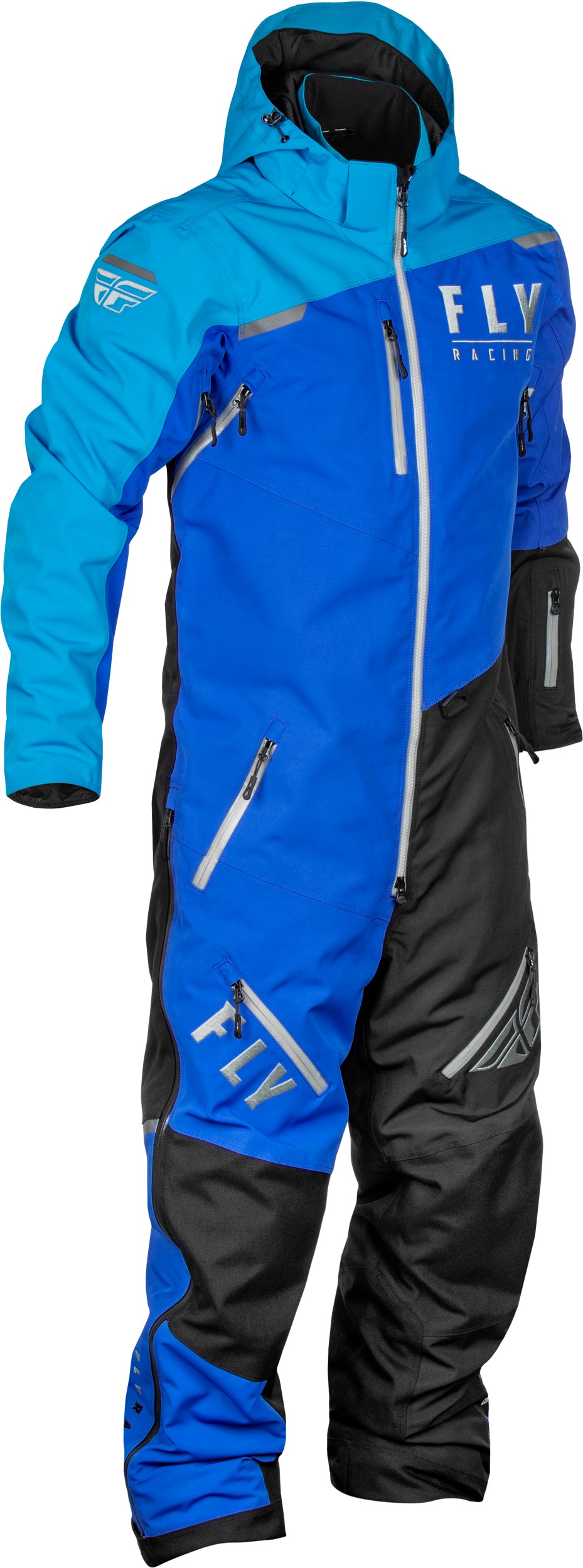 Fly Racing Cobalt Shell Monosuit Blue/Grey Medium - Weatherproof monosuit for snow sports - Click Image to Close