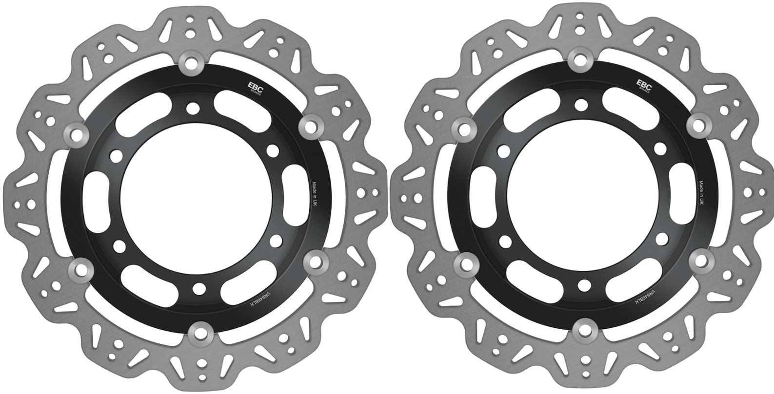 Front VEE Brake Rotors - Black - VEE Style Brake Rotor - Black Center Front Kit - Click Image to Close