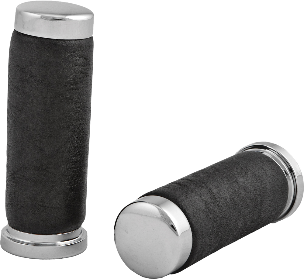 Chrome Leather Grips - For 55-20 Harley-Davidson - Click Image to Close