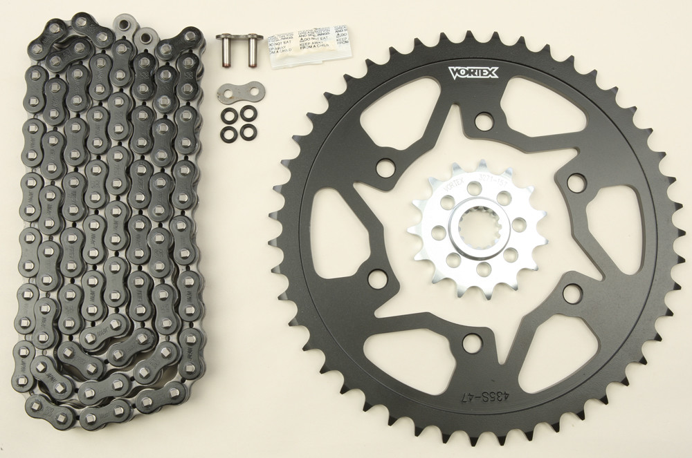 V3 Chain & Sprocket Kit Black SX Chain 520 15/47 Black Steel - For 06-20 Yamaha R6 - Click Image to Close