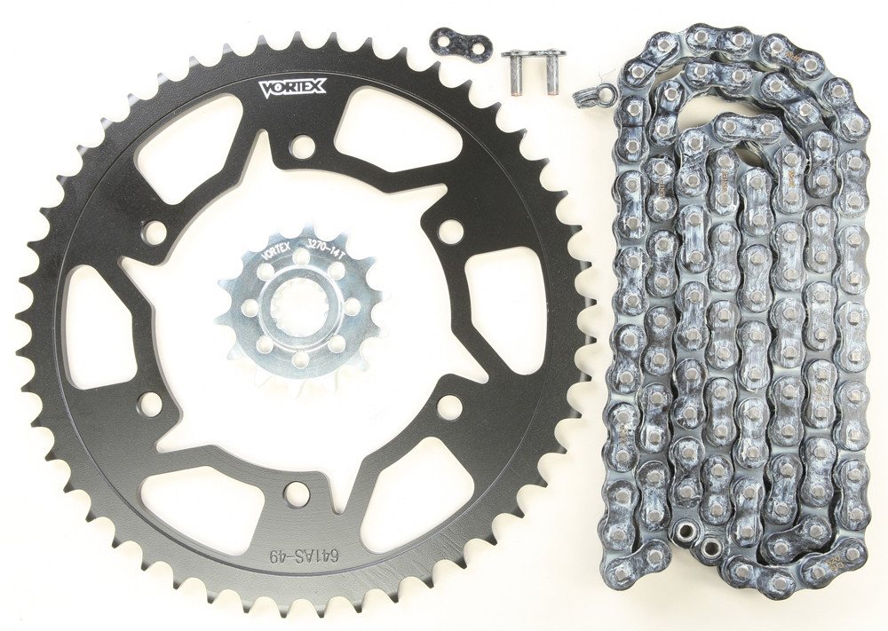 V3 Chain & Sprocket Kit Black SX Chain 520 14/49 Black Steel - For 94-07 Yamaha YZF600R - Click Image to Close