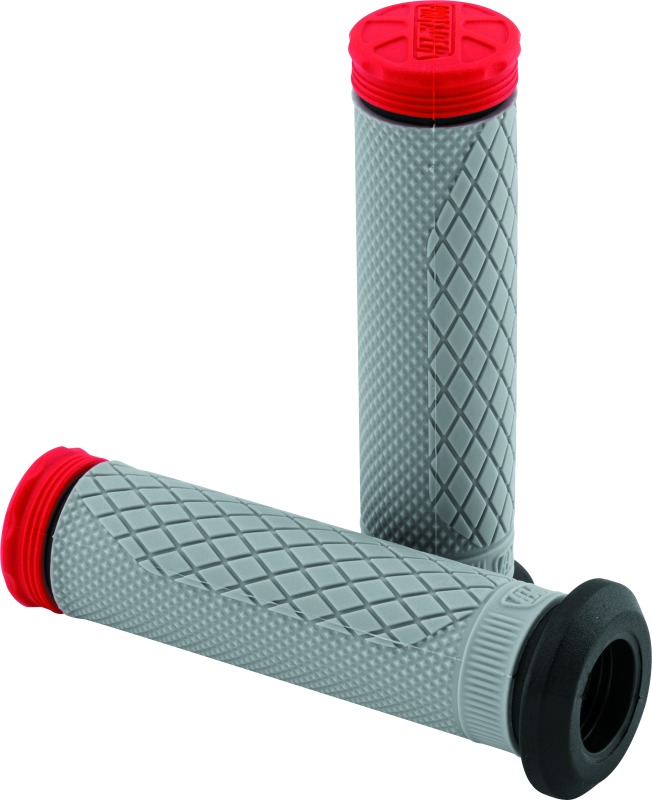 Tri Density Full Diamond ATV Grips - Red - Click Image to Close