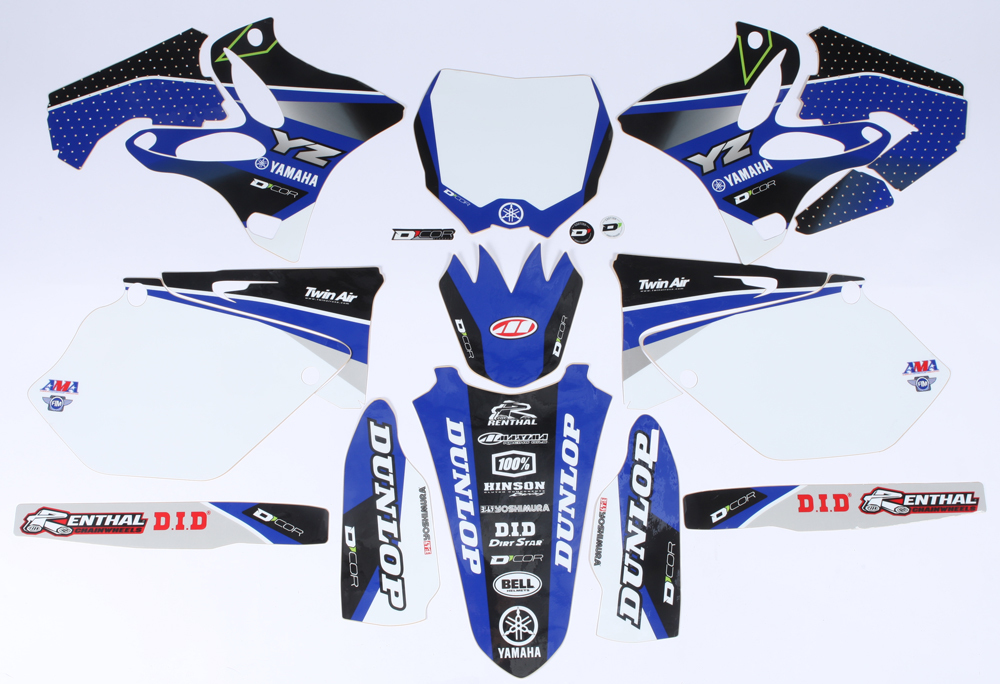 Yamaha Raceline Graphics Complete Kit White Backgrounds - For 07-14 YZ125/250 - Click Image to Close