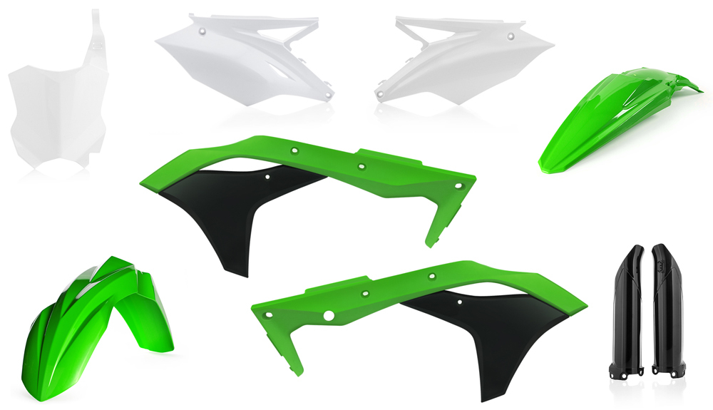 Full Plastic Kit - Green/White/Black Original 2017 - For 2017 Kawasaki KX250F - Click Image to Close