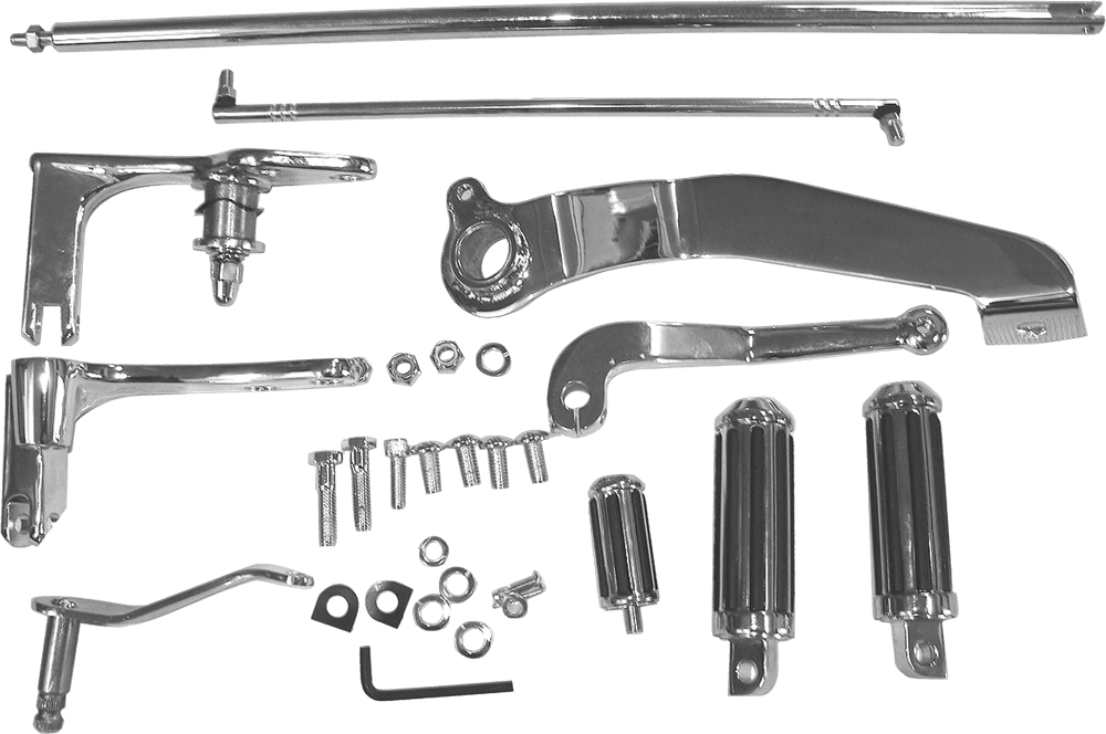 Forward Control Kit w/Chrome Plates & Pegs - For 91-07 HD Dyna - Click Image to Close