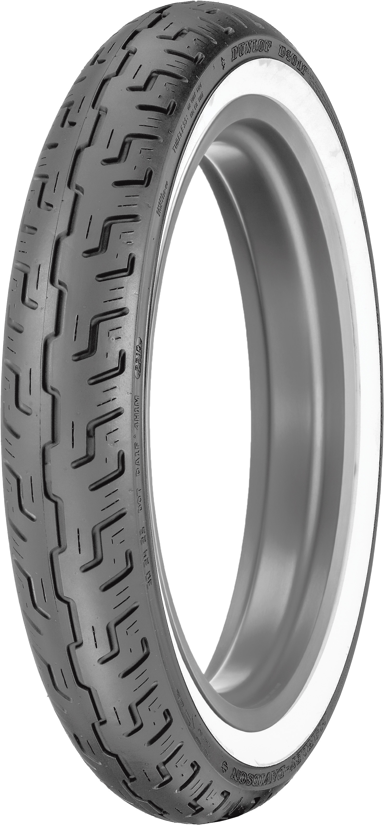 D401 Front Tire 100/90-19 57H Bias TL Wide White Wall - Click Image to Close