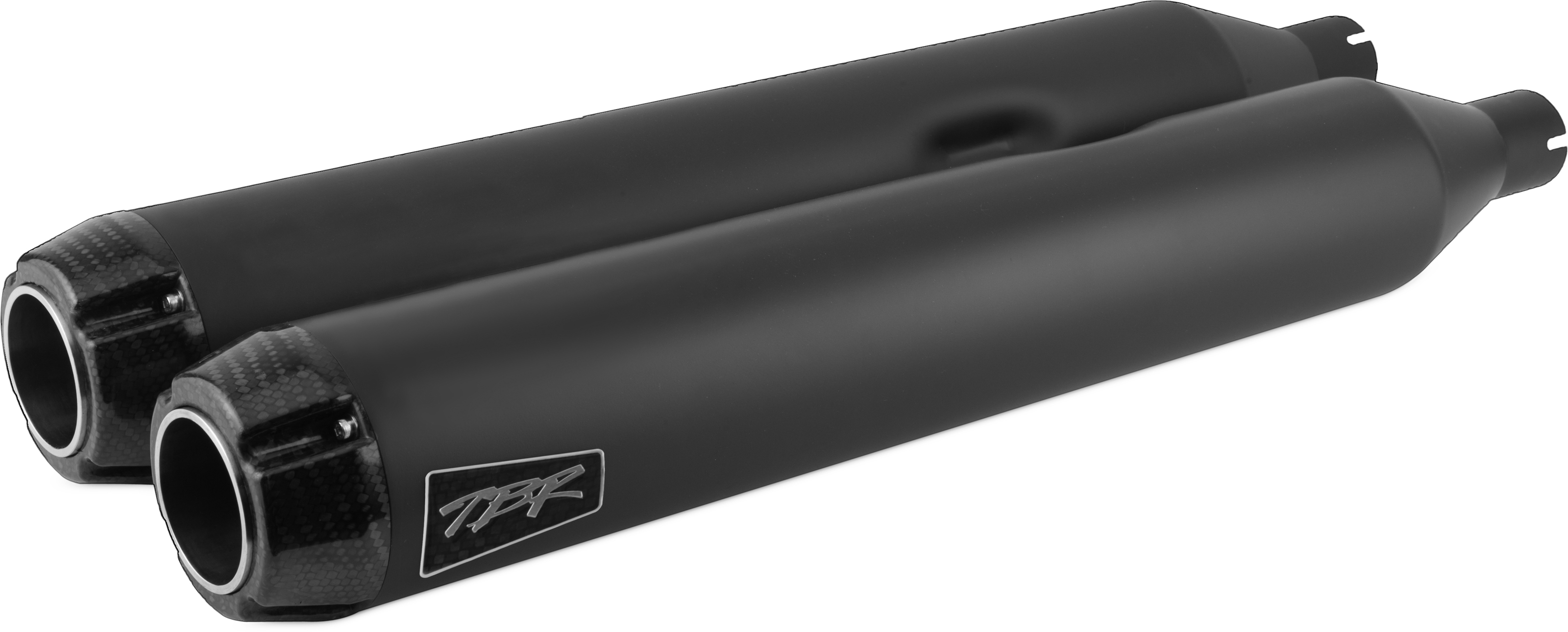 Comp-S Black Slip On Exhaust Mufflers w/ Carbon Fiber Caps - For 17-21 Harley Touring - Click Image to Close