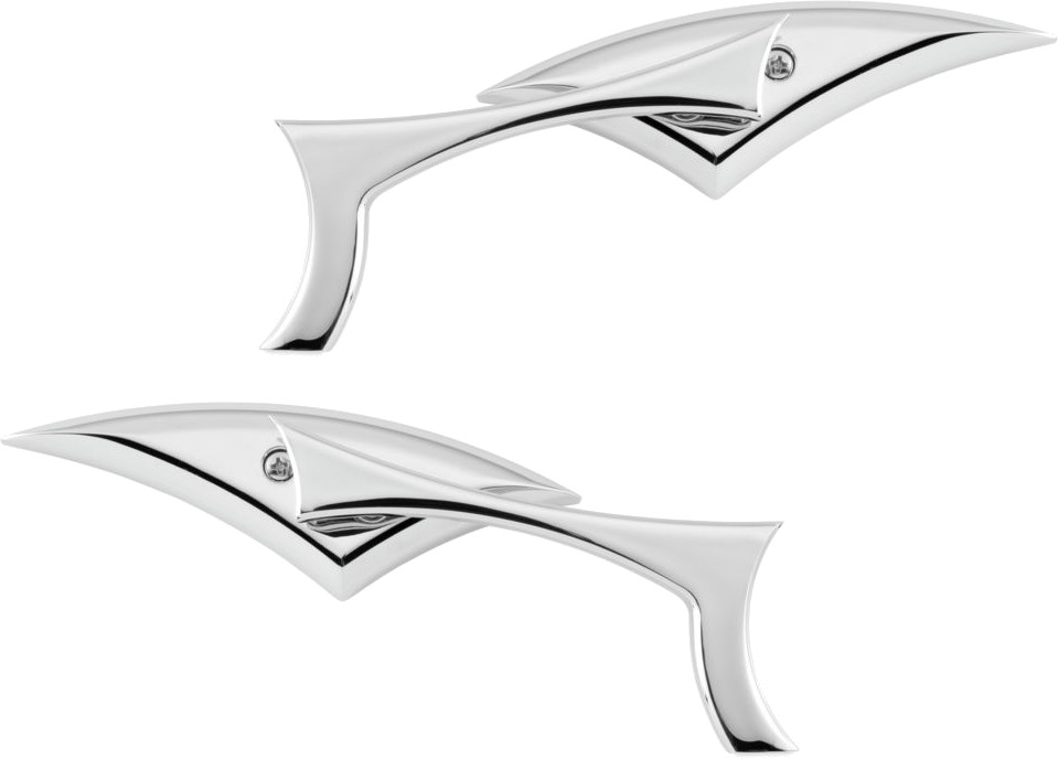 Sickle Style Motorcycle Chrome Mirror Pair - Click Image to Close