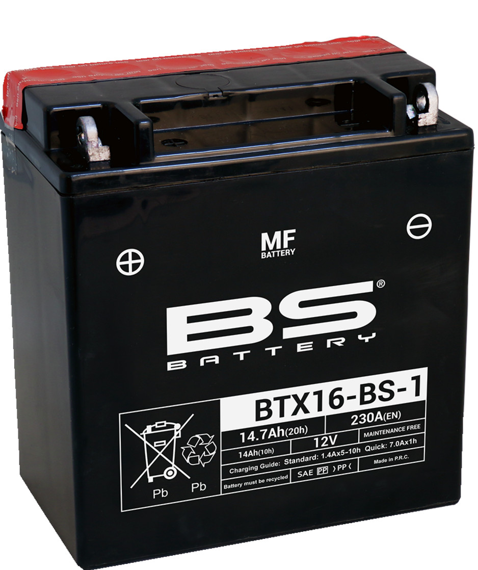 Maintenance Free Sealed Battery - Replaces YTX16-BS-1 - Click Image to Close