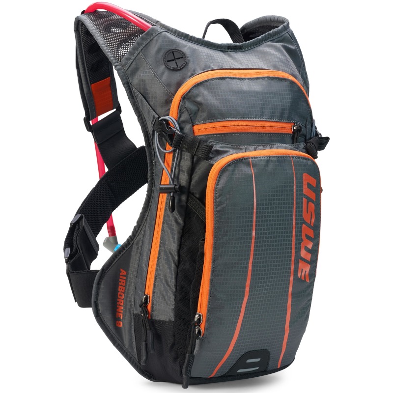 USWE Airborne MTB Hydration Pack 9L - Grey/Orange - Click Image to Close