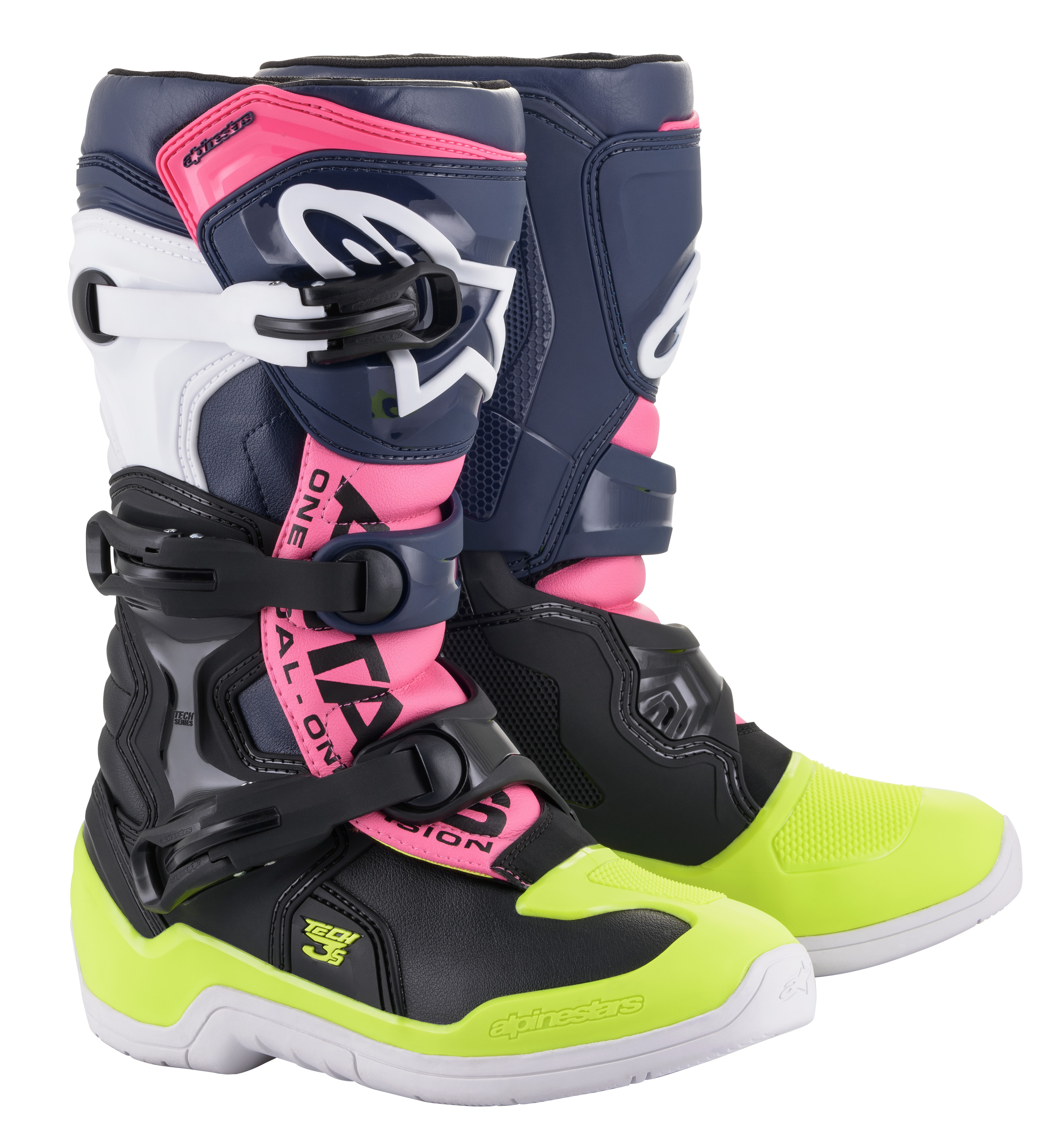 Youth Tech 3S Boots Black/Dark Blue/Neon Pink US Y-07 - Click Image to Close