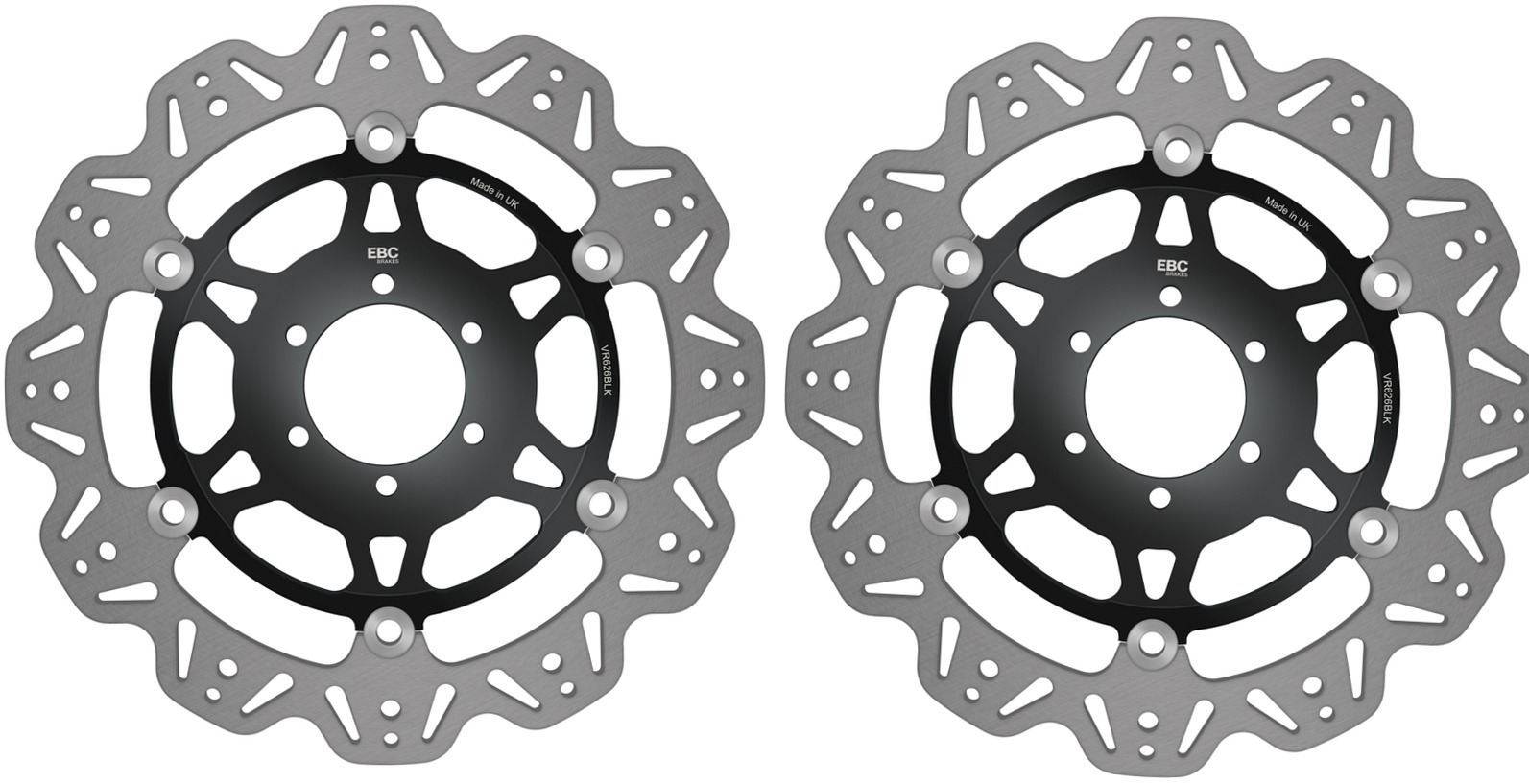 Front VEE Brake Rotors - Black - VEE Style Brake Rotor - Black Center Front Set - Click Image to Close