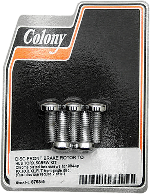 Brake Rotor Torx Bolt Kit - 5 Bolts 5/16-18 x 7/8" - Replaces 3655A On 82+ Harleys - Click Image to Close