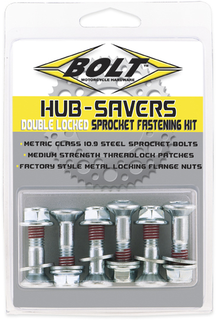 Sprocket Fastener Double Locked Sprocket Bolt Kit - 6 Silver Bolts/Nuts - Click Image to Close