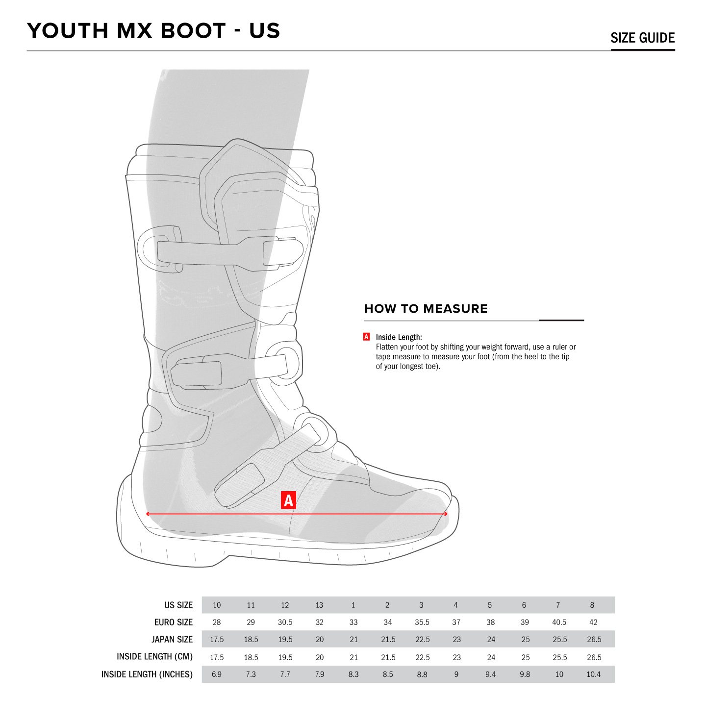 mx boots size 1
