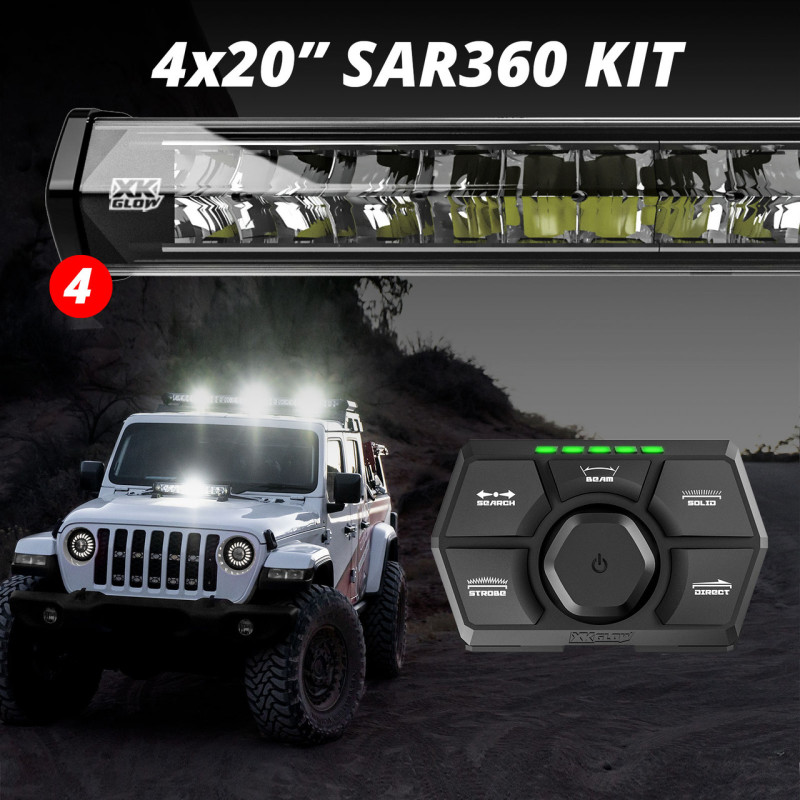 XK Glow SAR360 Light Bar Kit Emergency Search and Rescue Light System (4) 20In - Click Image to Close