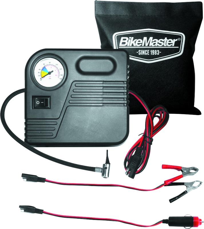 BikeMaster Mini Air Compressor w/ SAE Plug & Alligator Clips - Click Image to Close