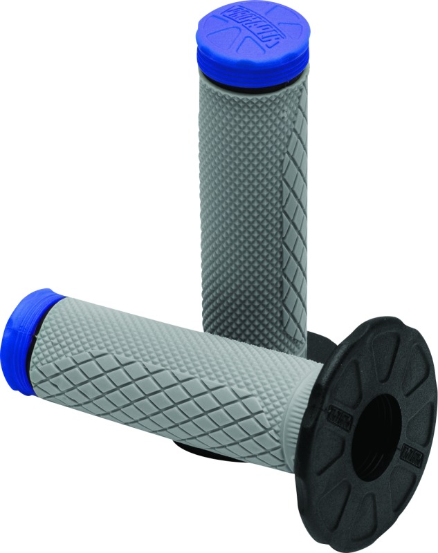 Tri Density Full Diamond MX Grips - Blue - Click Image to Close