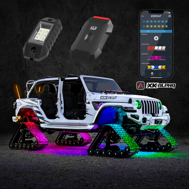 XK Glow RGBW Addressable LED Rock Light Kits Standard XKalpha App Controlled - Click Image to Close