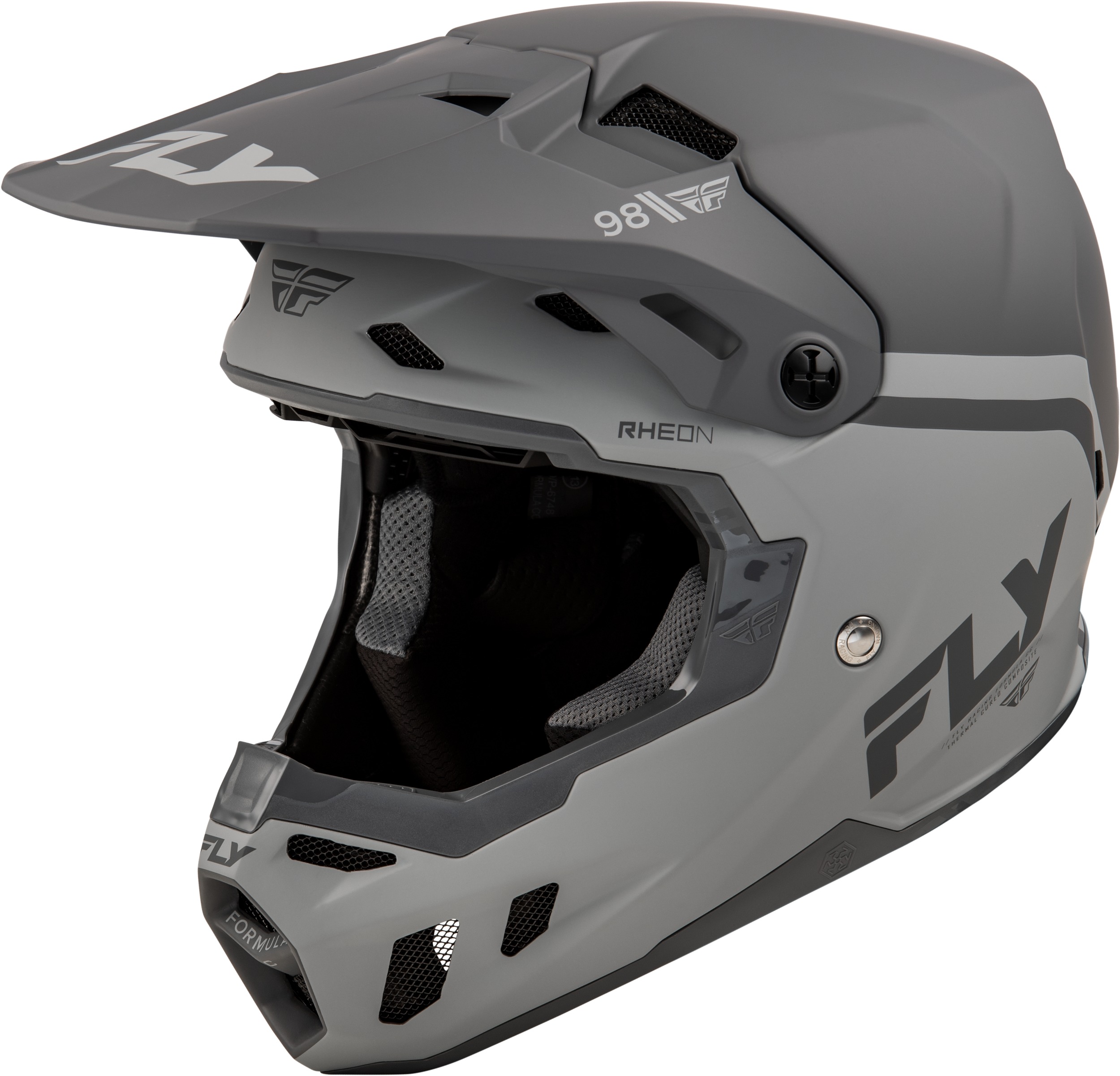 Fly Racing Formula CC Helmet Matte Black/Grey Large - ECE/DOT approved lightweight helmet - Click Image to Close