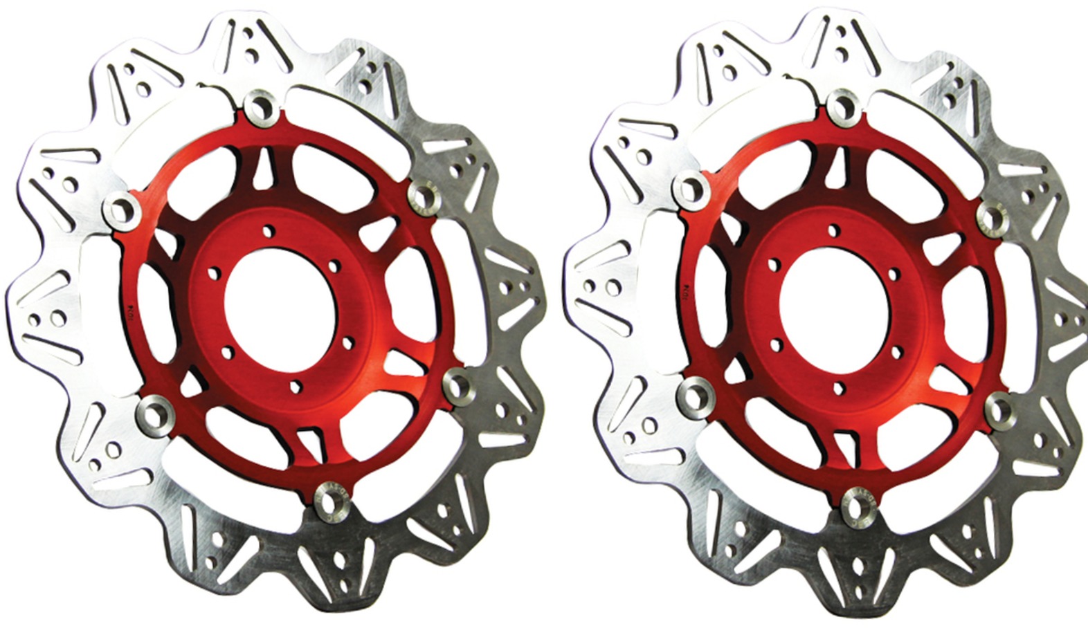 Front VEE Brake Rotors - Red - VEE Style Brake Rotor - Red Center Front Set - Click Image to Close