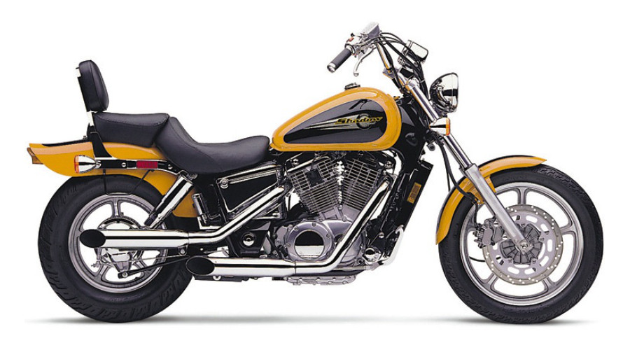 Classic Slash Cut Full Exhaust - For 97-07 Honda VT1100 Spirit - Click Image to Close