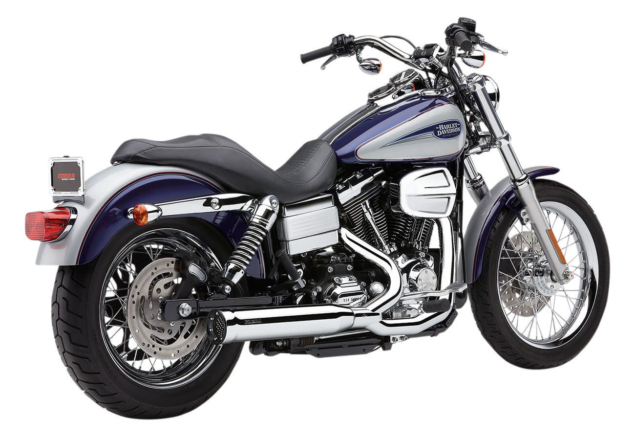 PowerPro HP Chrome 2-into-1 RPT Chrome Full Exhaust - For 12-17 Harley Dyna - Click Image to Close