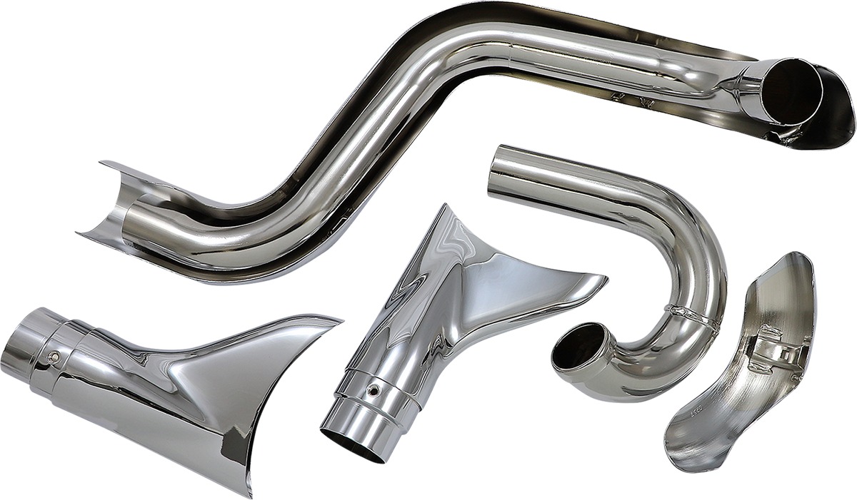 Dual Fishtail Chrome Full Exhaust - For 97-06 Harley Softail - Click Image to Close