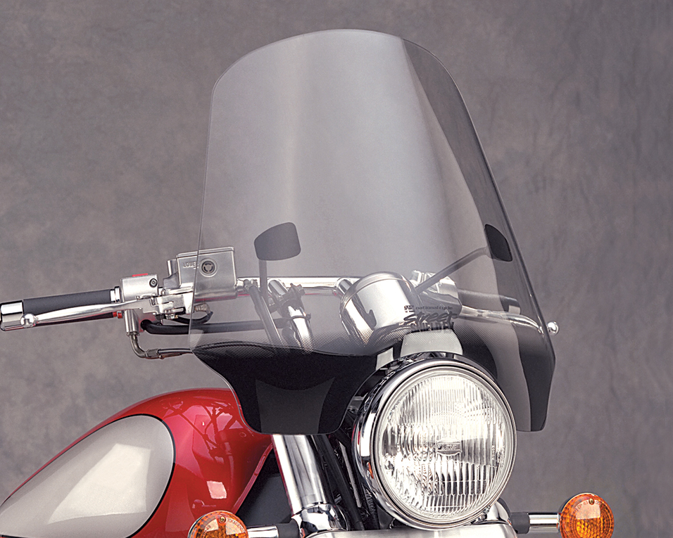 Smoke Street Shield EX Windshield w/ 1" Handlebar Mounts - Overall Height: 18", Width: 19.25" - Click Image to Close