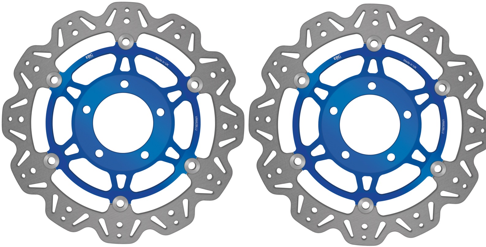 Front VEE Brake Rotors - Blue - VEE Style Brake Rotor - Blue Center Front Set - Click Image to Close