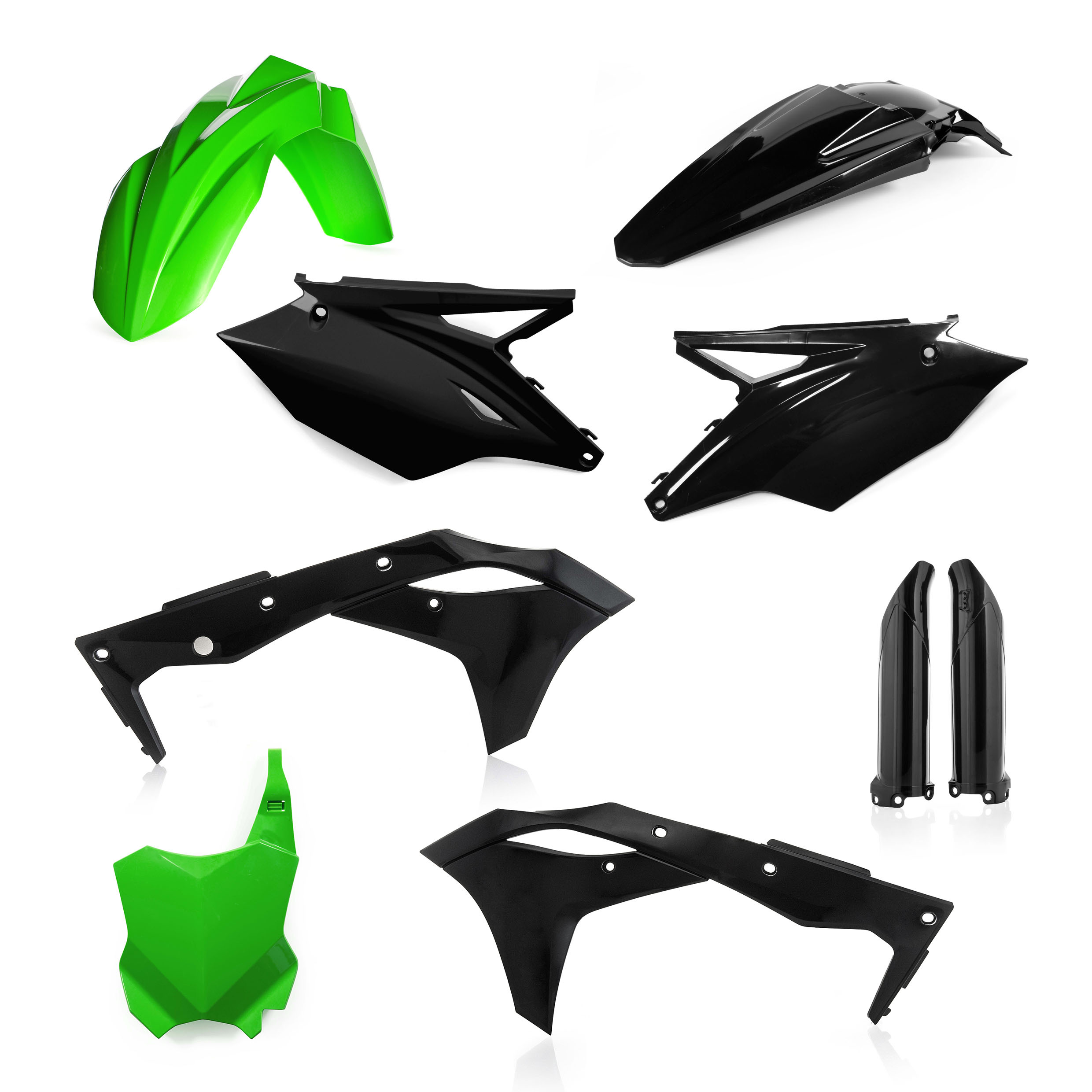 Full Plastic Kit - Black/Green - For 18-20 Kawasaki KX250F - Click Image to Close