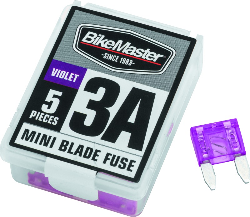 BikeMaster 5Piece 3A Replacement Mini Blade Fuse - Click Image to Close