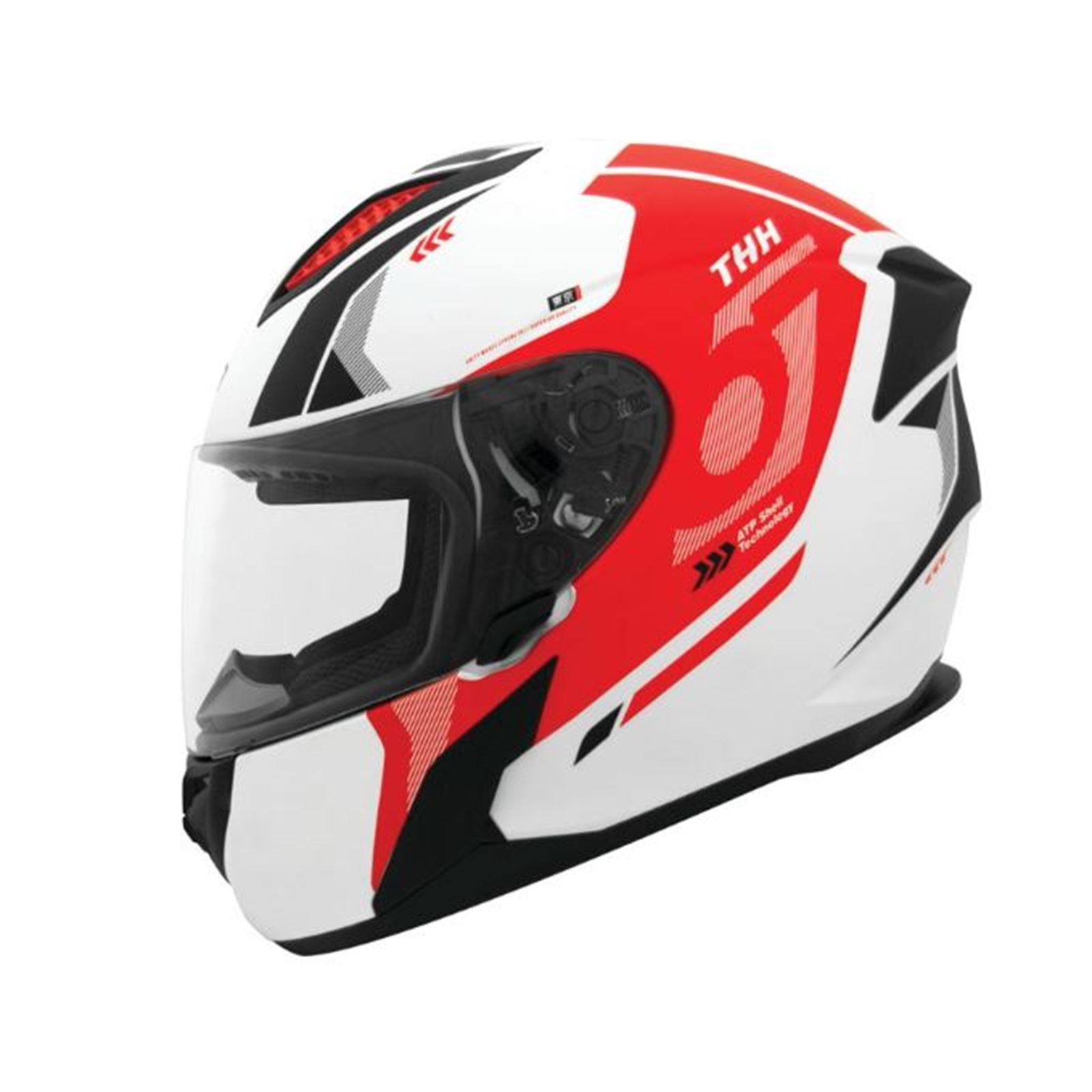 THH Helmets T810S Hayate Pearl Whtred 2Xl - Click Image to Close