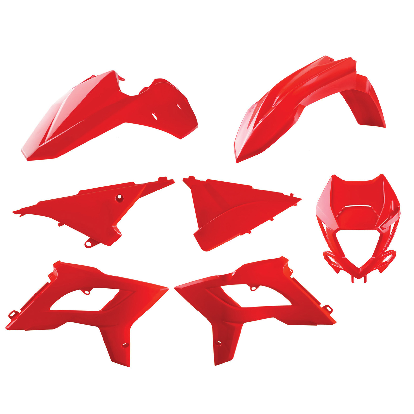 Red 2021+ Restyle Bodywork Plastics Kit w/ Headlight Mask - For 13-17 Beta Full Size Enduro Models - Click Image to Close