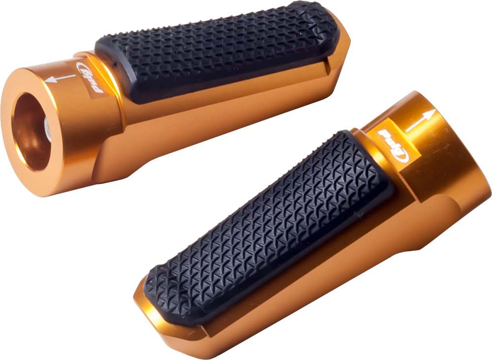 Hi-Tech Racing Footpegs Rubber Gold - For Use w/ Puig Footpeg Adapters - Click Image to Close