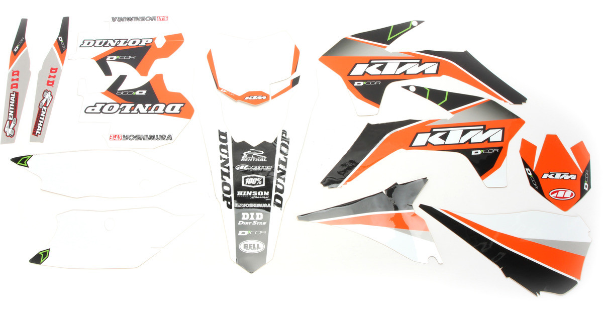 Raceline Graphics Complete Kit White Backgrounds - Many 13-16 KTM 125-500 - Click Image to Close