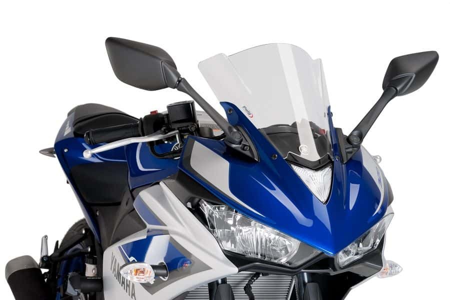 Clear Racing Windscreen - For 15-18 Yamaha YZF R3 - Click Image to Close