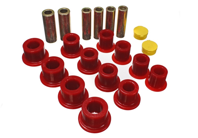 00-04 Ford Excursion 4WD / 99-04 F250/F350 4WD Red Front Leaf Spring Bushing Set - Click Image to Close