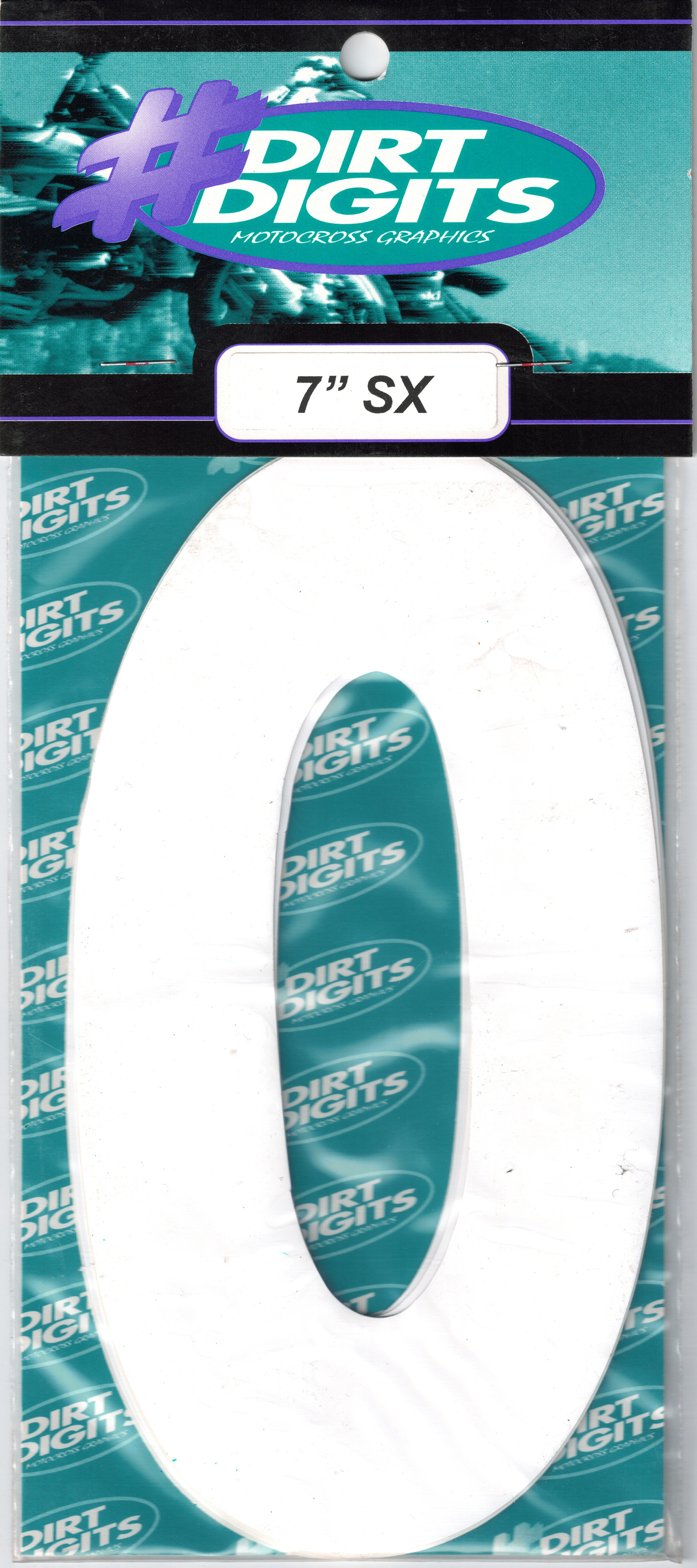 #0 7" Tall White "SX" Stick-On Race Numbers - 3 Pack - Click Image to Close