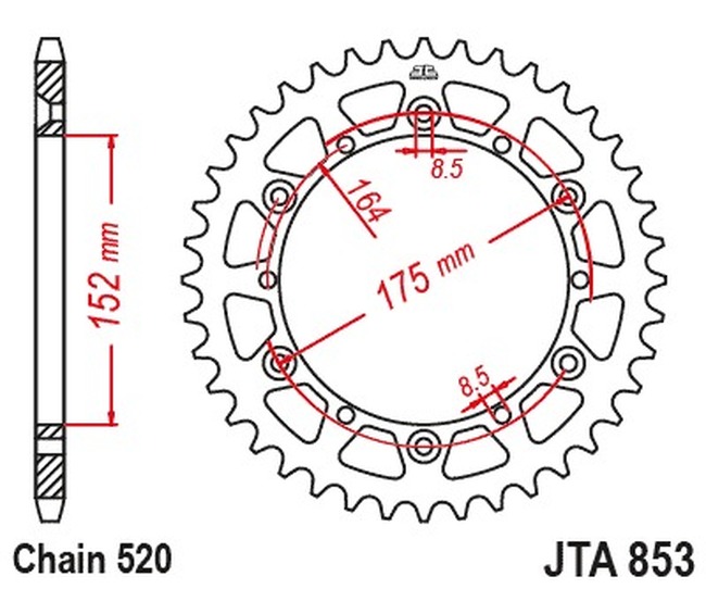 Black Aluminum Rear Sprocket - 43 Teeth 520 Pitch - Click Image to Close