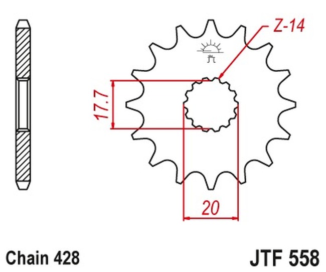 Steel Front Countershaft Sprocket - 15 Teeth - New JT! - Click Image to Close