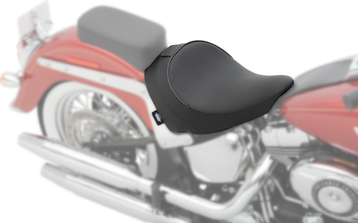 Smooth SR Leather Solo Seat Black Low 1-1/2" - For 00-17 Harley Softail - Click Image to Close