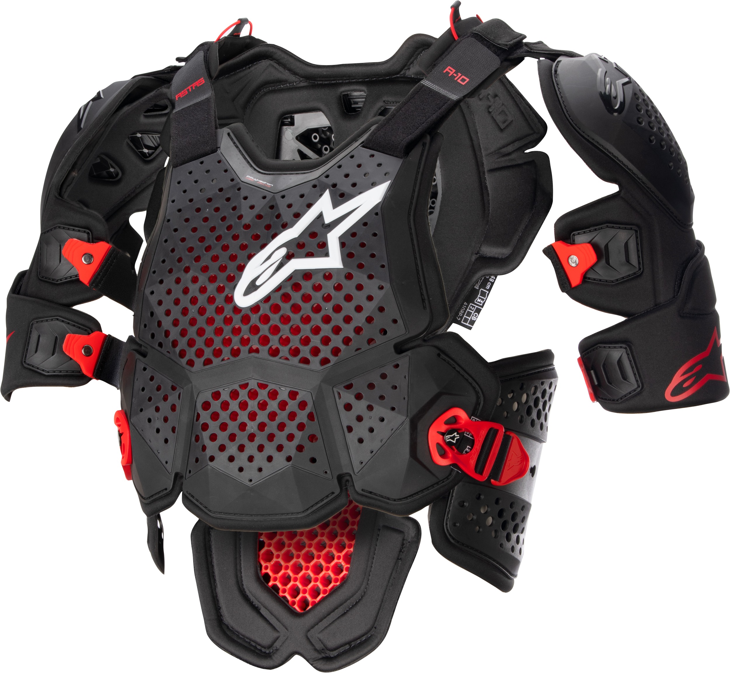 Alpinestars A-10 V2 Full Chest Protector XS/SM - For XS/SM fit, Anthracite/Black/Red color - Click Image to Close