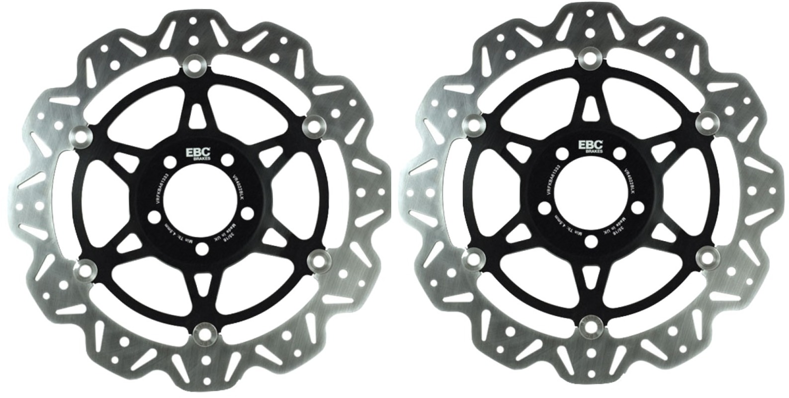 Front VEE Brake Rotors - Black - VEE Style Brake Rotor - Black Center Front Set - Click Image to Close