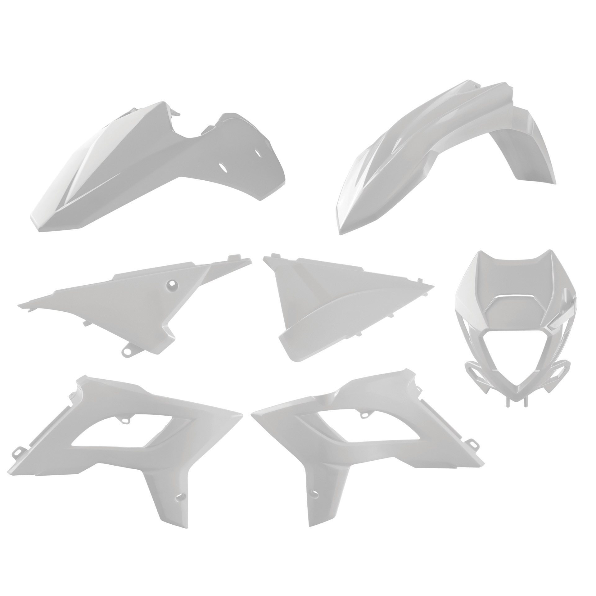 White 2021+ Restyle Bodywork Plastics Kit w/ Headlight Mask - For 13-17 Beta Full Size Enduro Models - Click Image to Close